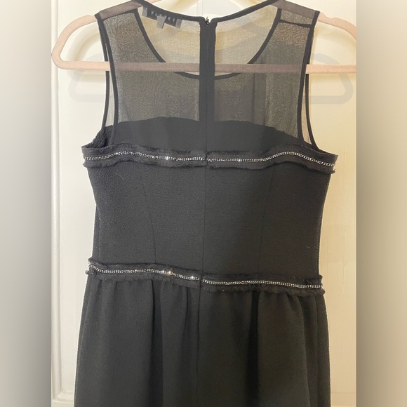 Sandro Paris Rapprochement Mesh and Chain Detail Textured Frayed Trim Mini Dress - Picture 10 of 12